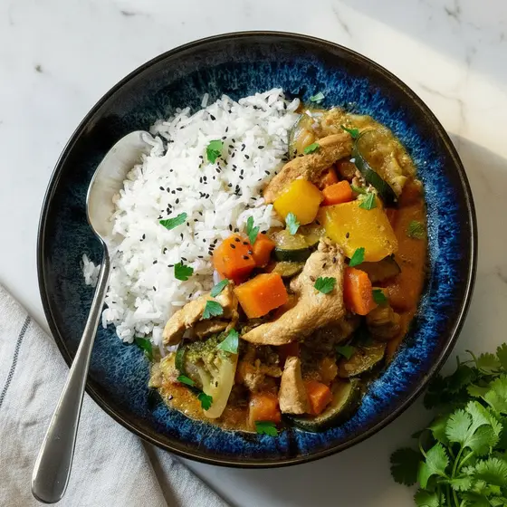 Yellow coconut chicken curry